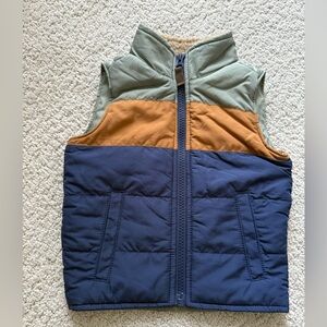 Carter's Puffer Vest Size 12 Months Navy Brown Preppy